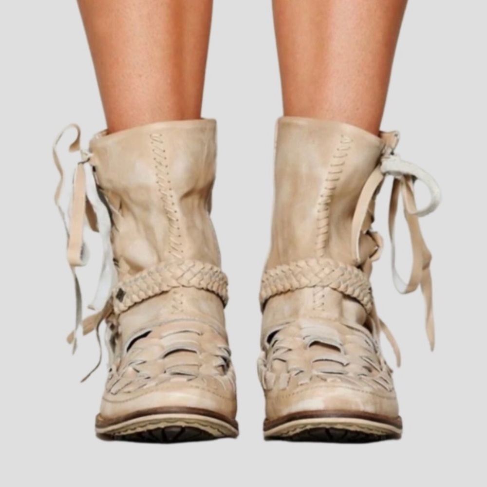Free People Beige Ankle Boots